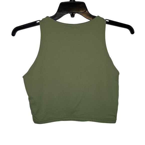 Reoria Women’s Green High-Neck Sleeveless Cropped Tank Top Stretch Yoga Sz Large - Picture 2 of 8